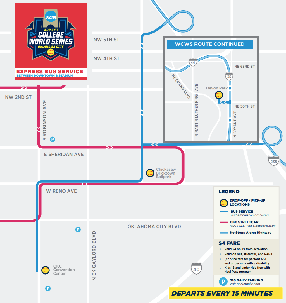 2026 WCWS Embark Bus Route