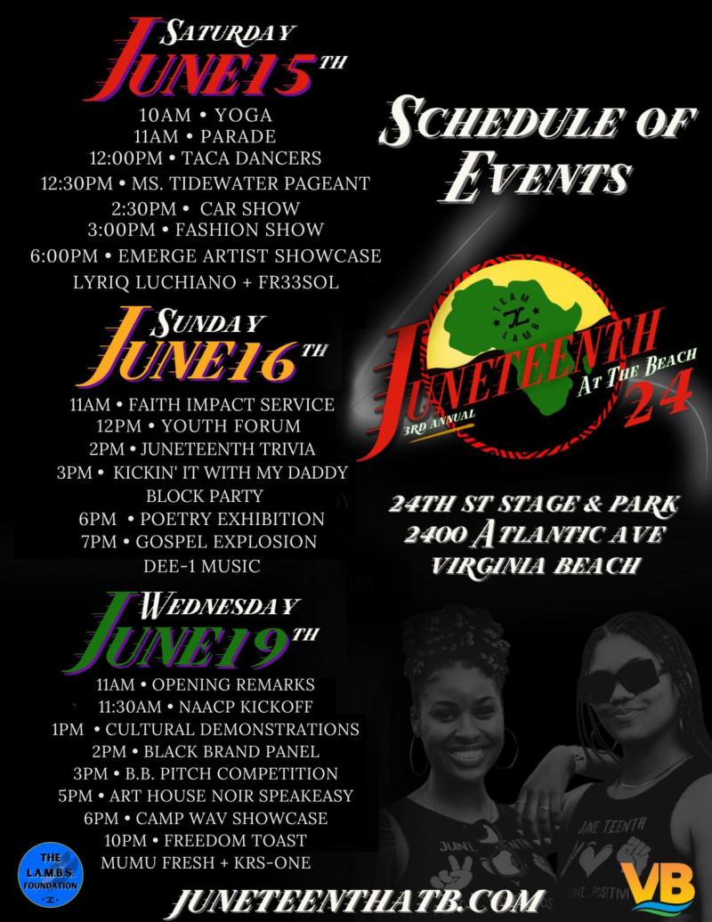 Flyer for Juneteenth at the Beach 2024