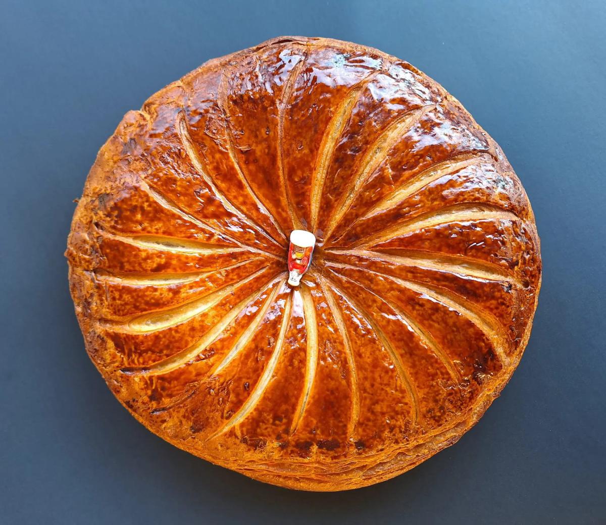 A traditional galette de rois (king cake) by Croissant French Bakery & Lagniappe in Mandeville.