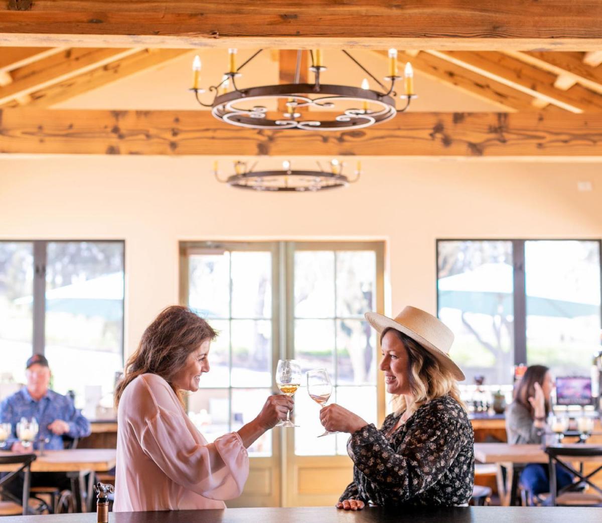 Mother daughter wine tasting