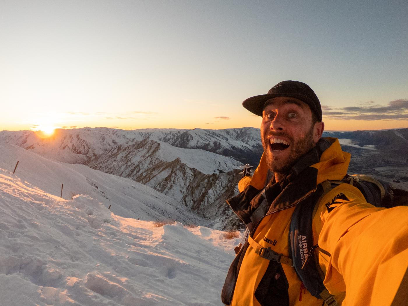 Selfie of Pete Oswald at Coronet Peak during sunrise