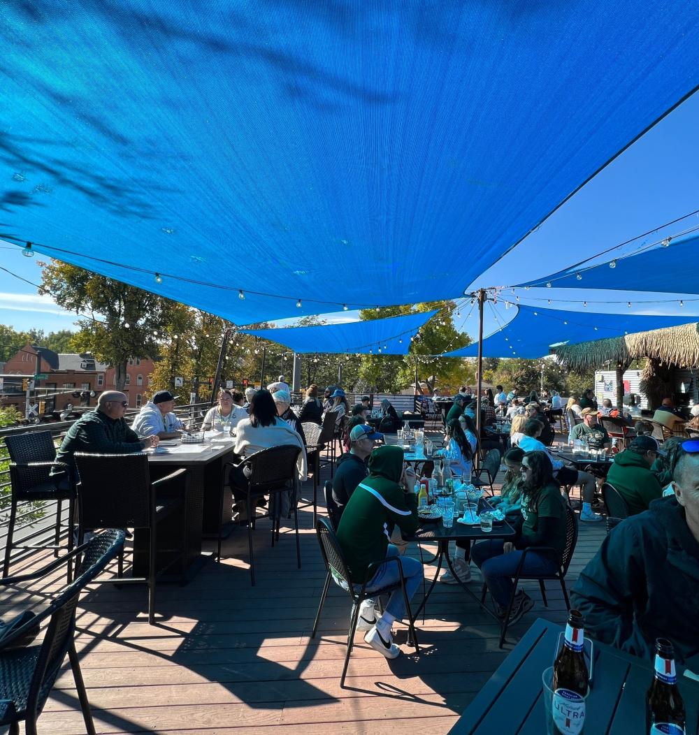 Outdoor patio at Backdoor Grill