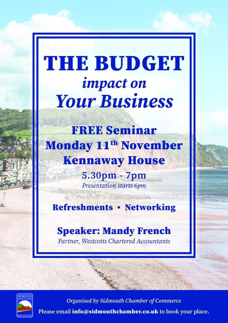 poster for sidmouth chamber of commerce budget discussion