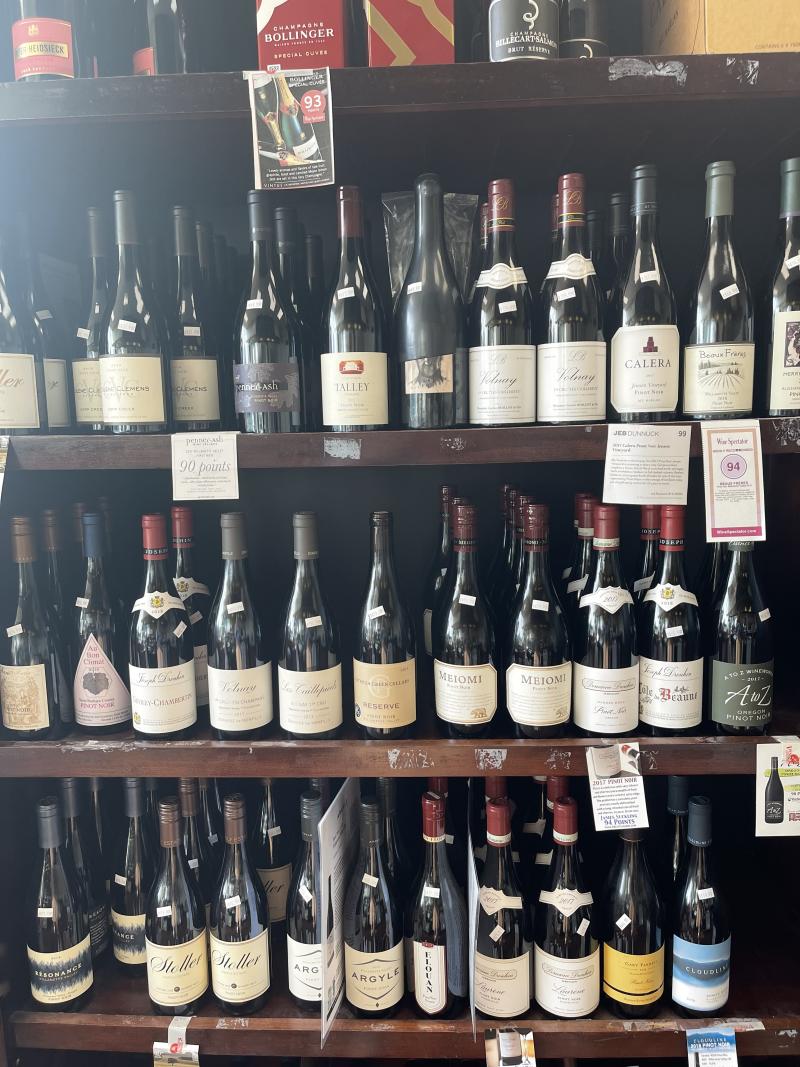 Wine shelf at Vincenzo's.