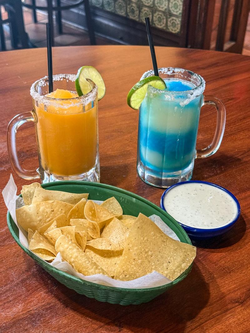 Hacienda chips and ranch with margaritas