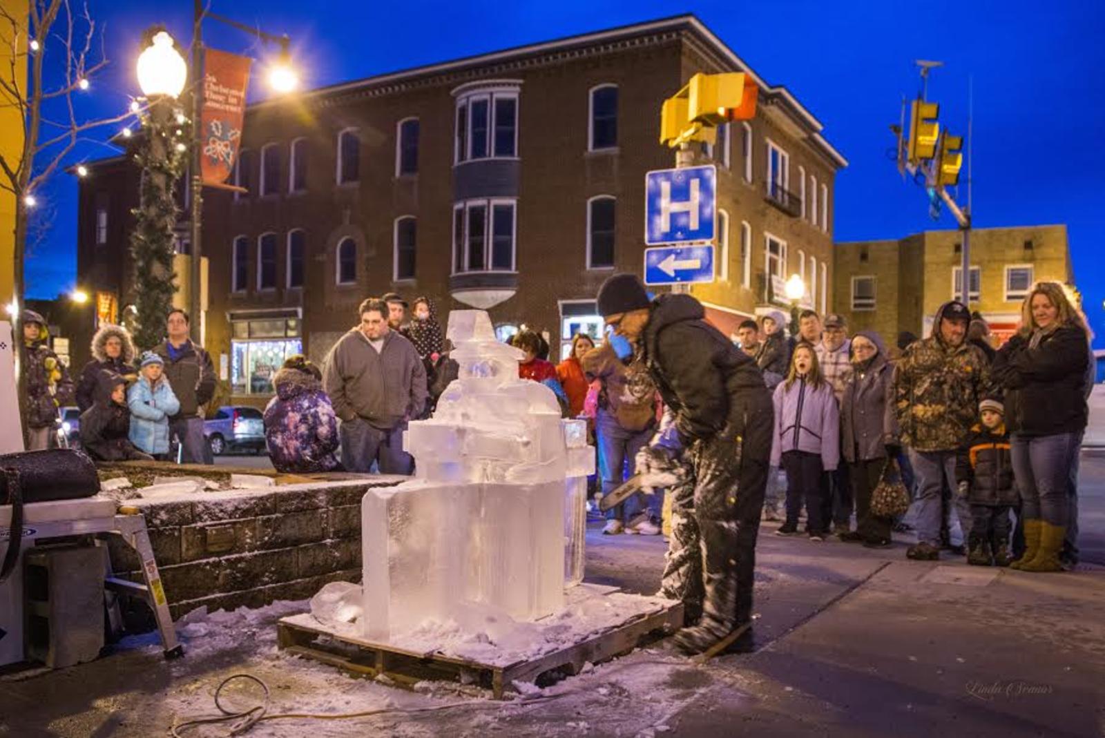 Ice carving demonstrations always draw a crowd at Fire & Ice in Somerset