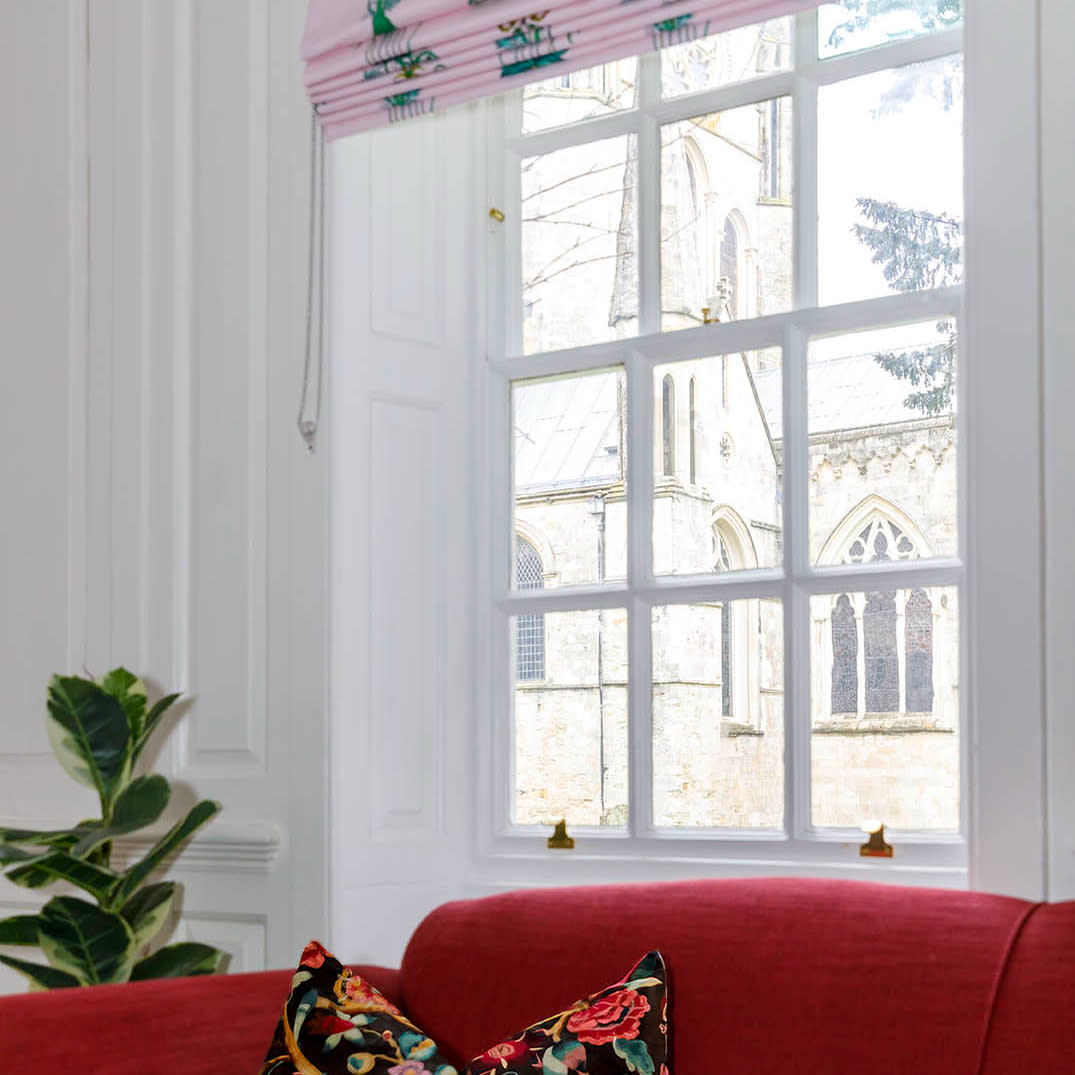 A view of Chichester Cathedral from inside an apartment
