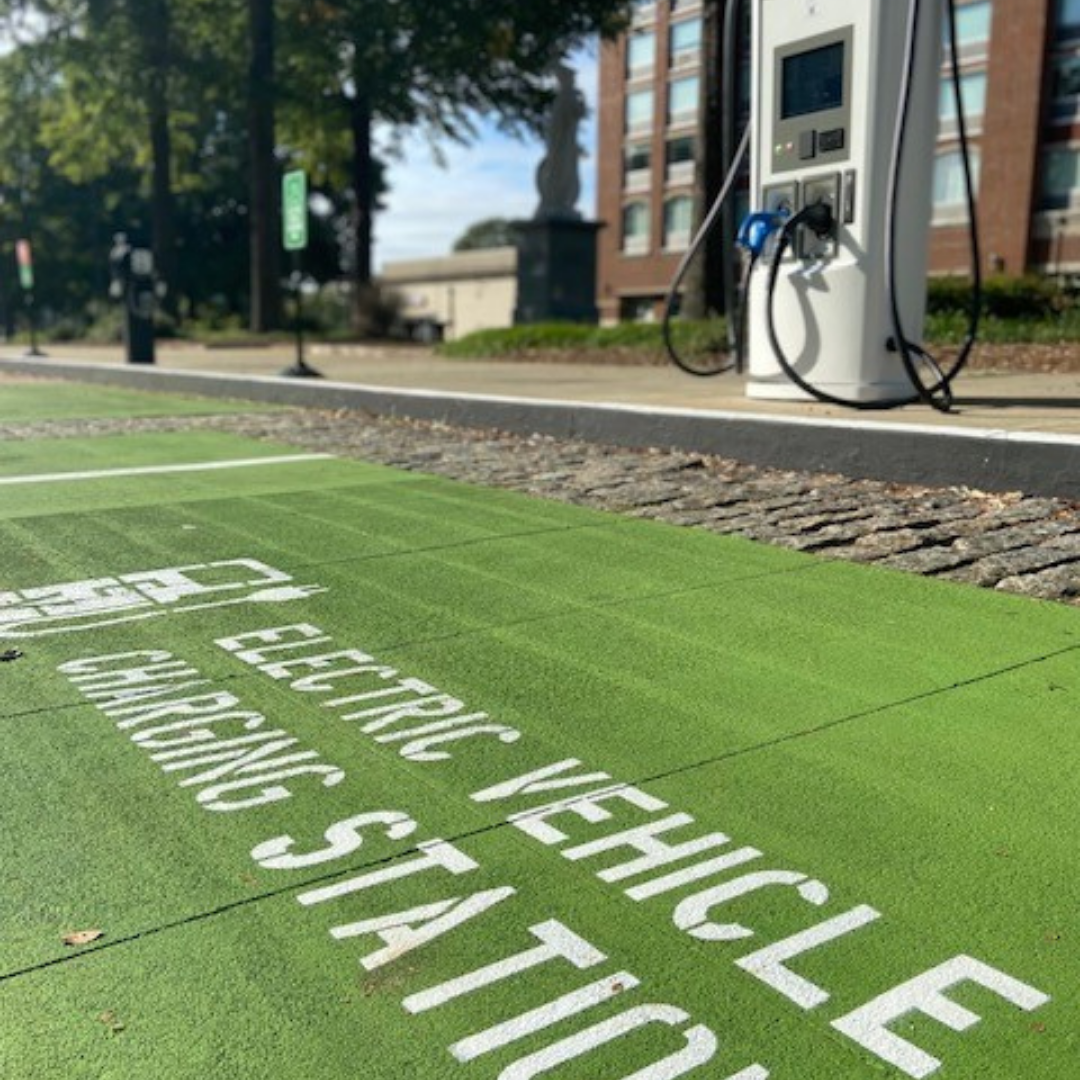 An electric vehicle charging station.