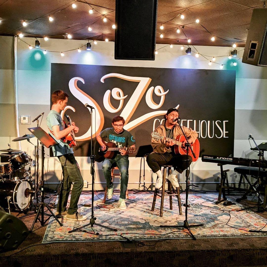 band performing on stage at SoZo Coffeehouse in Chandler AZ