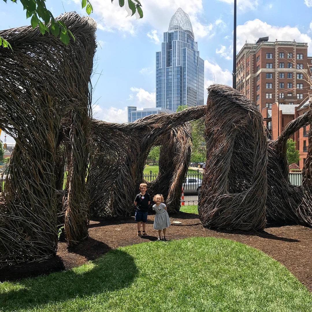 Outdoor sculptures at Taft Museum of Art