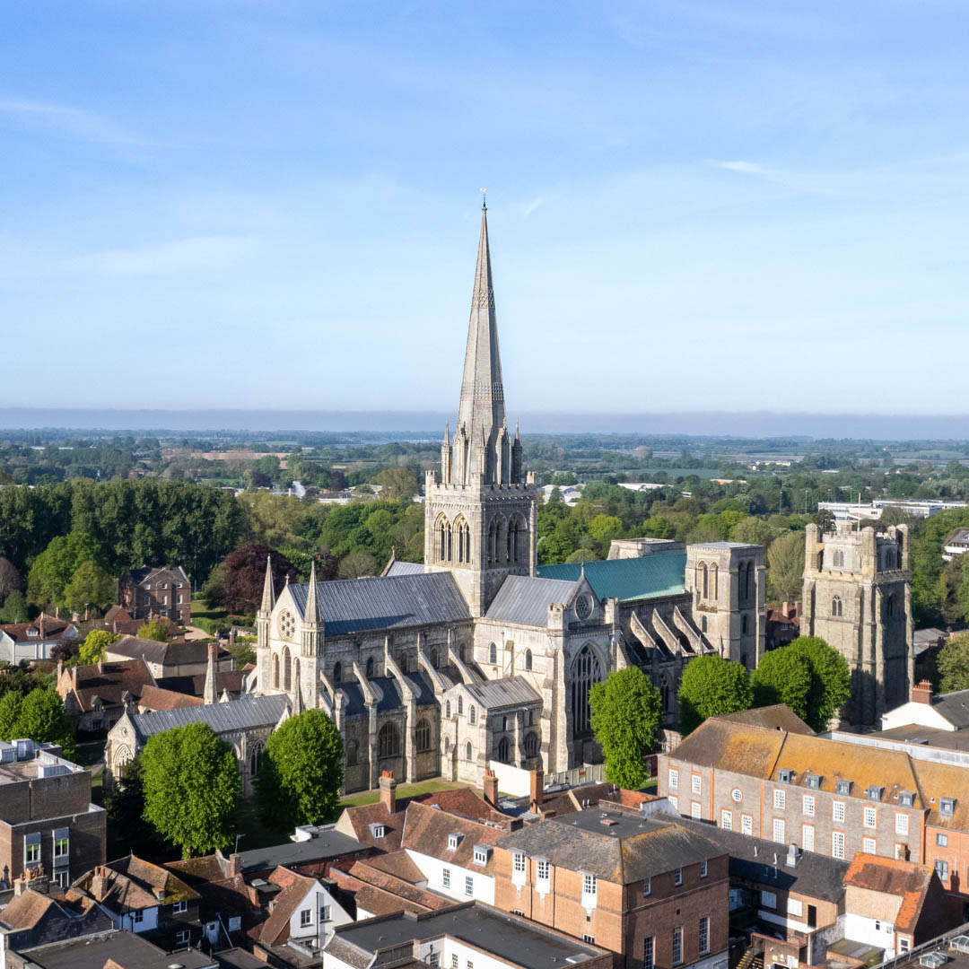 A rooftop view of Chichester Cathedral