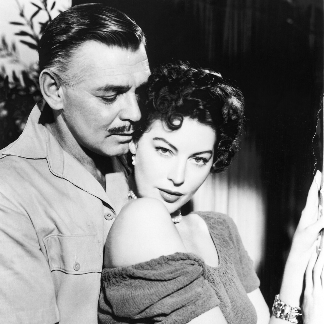 Ava and Clark Gable star in Mogambo, set in Africa.