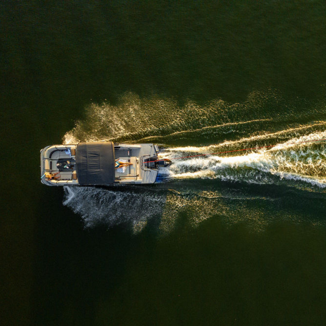 lake with boat, square