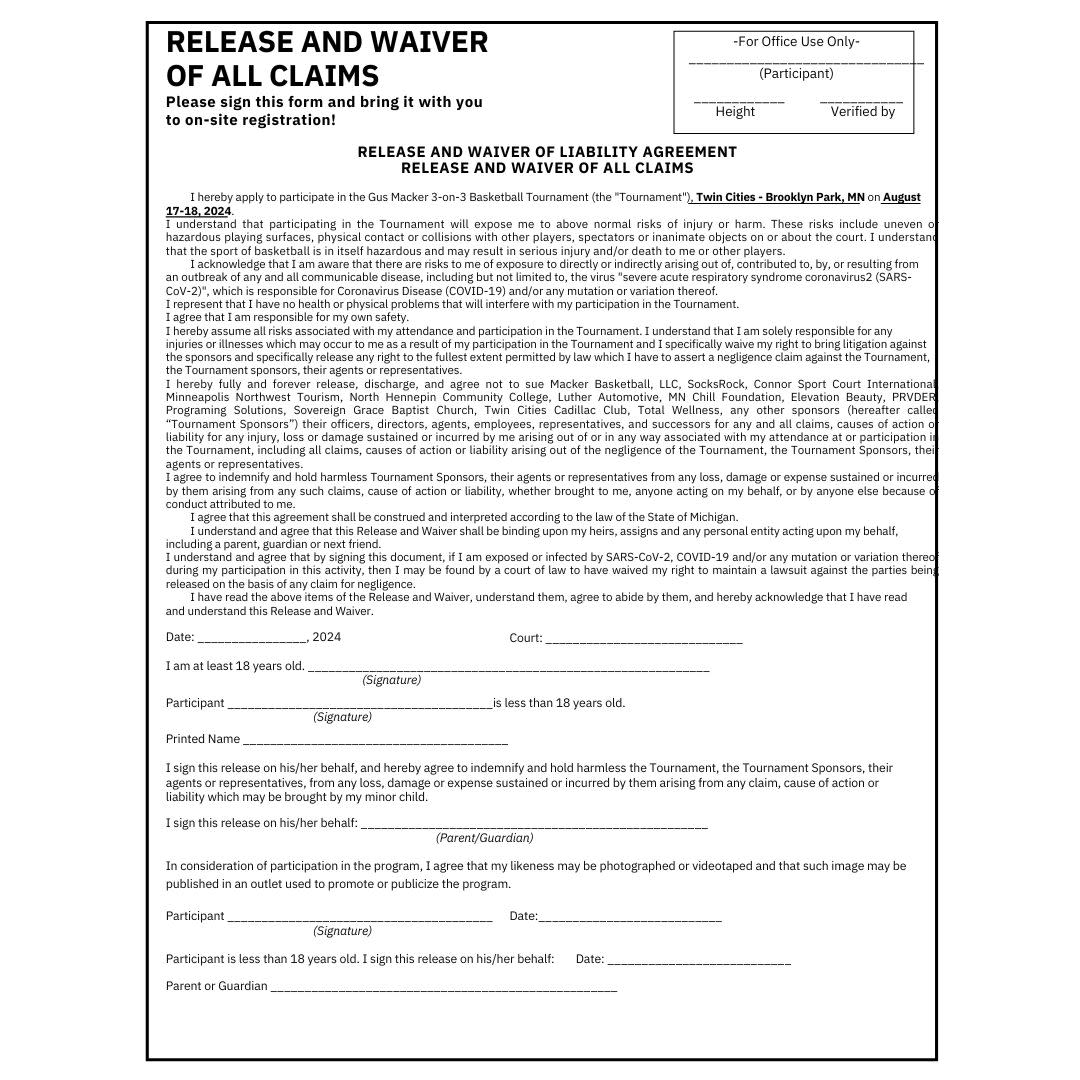 2024 Gus Macker Waiver