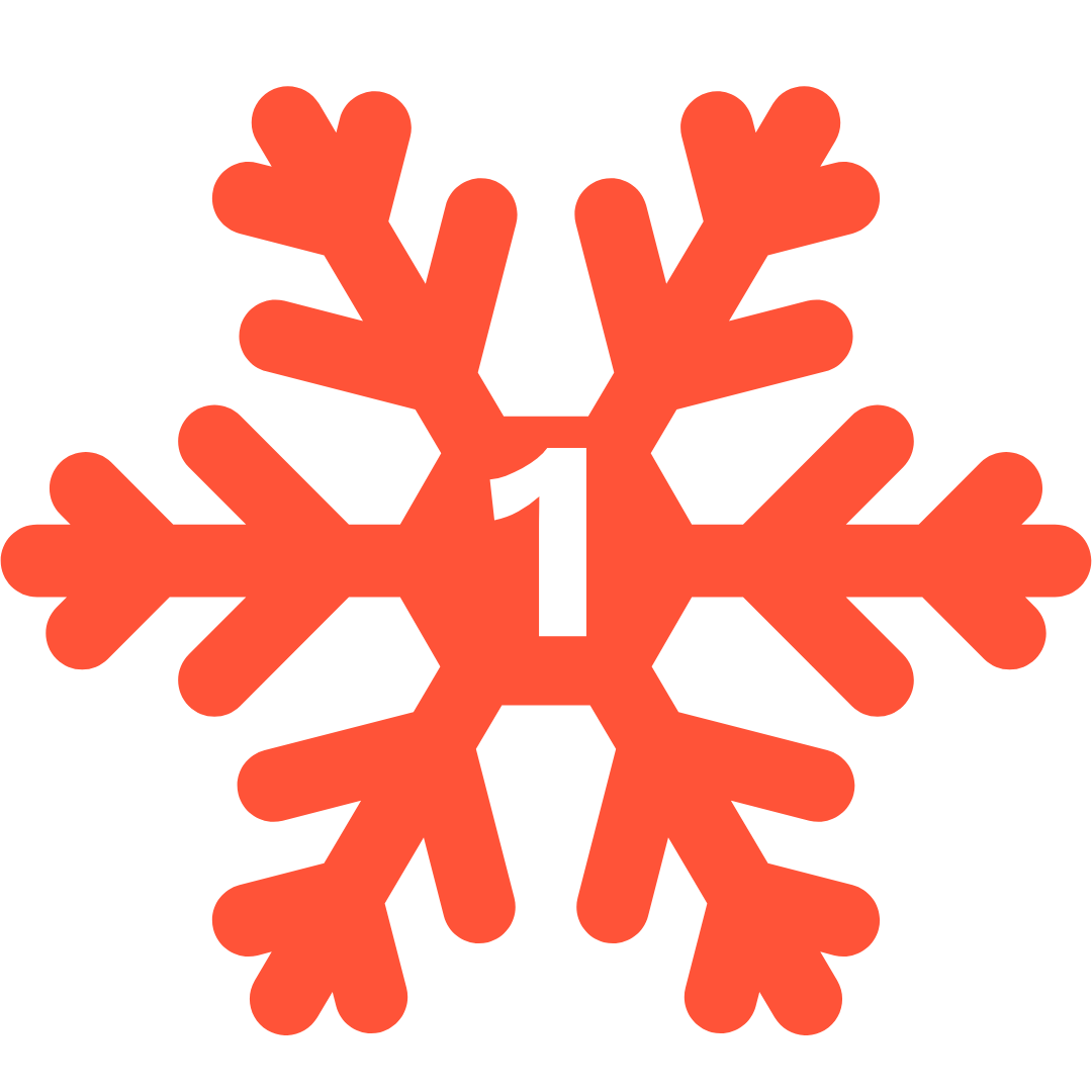 red snowflake with #1 in centre