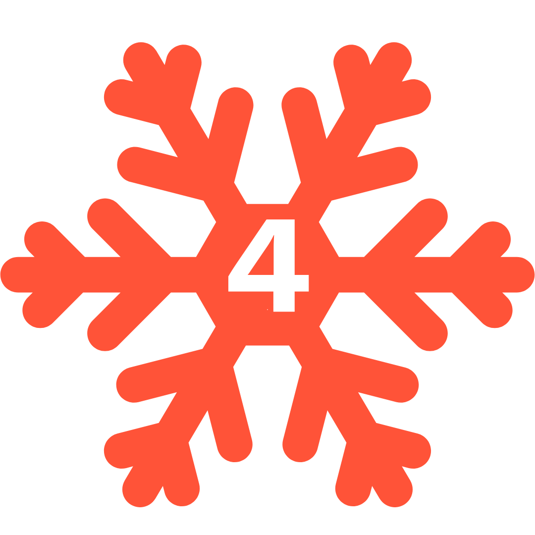 Red snowflake with #4 in centre