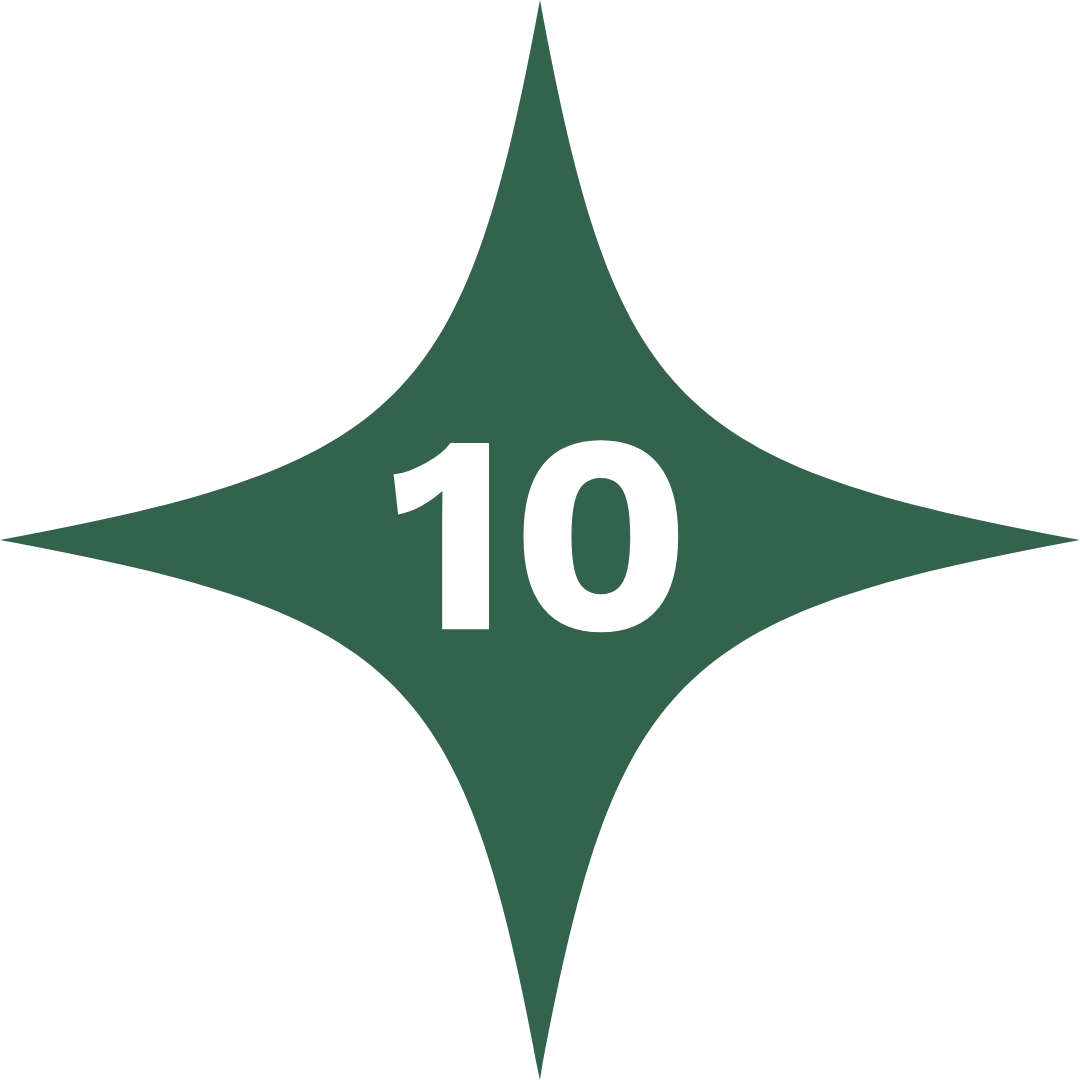 green star with number 10 in centre