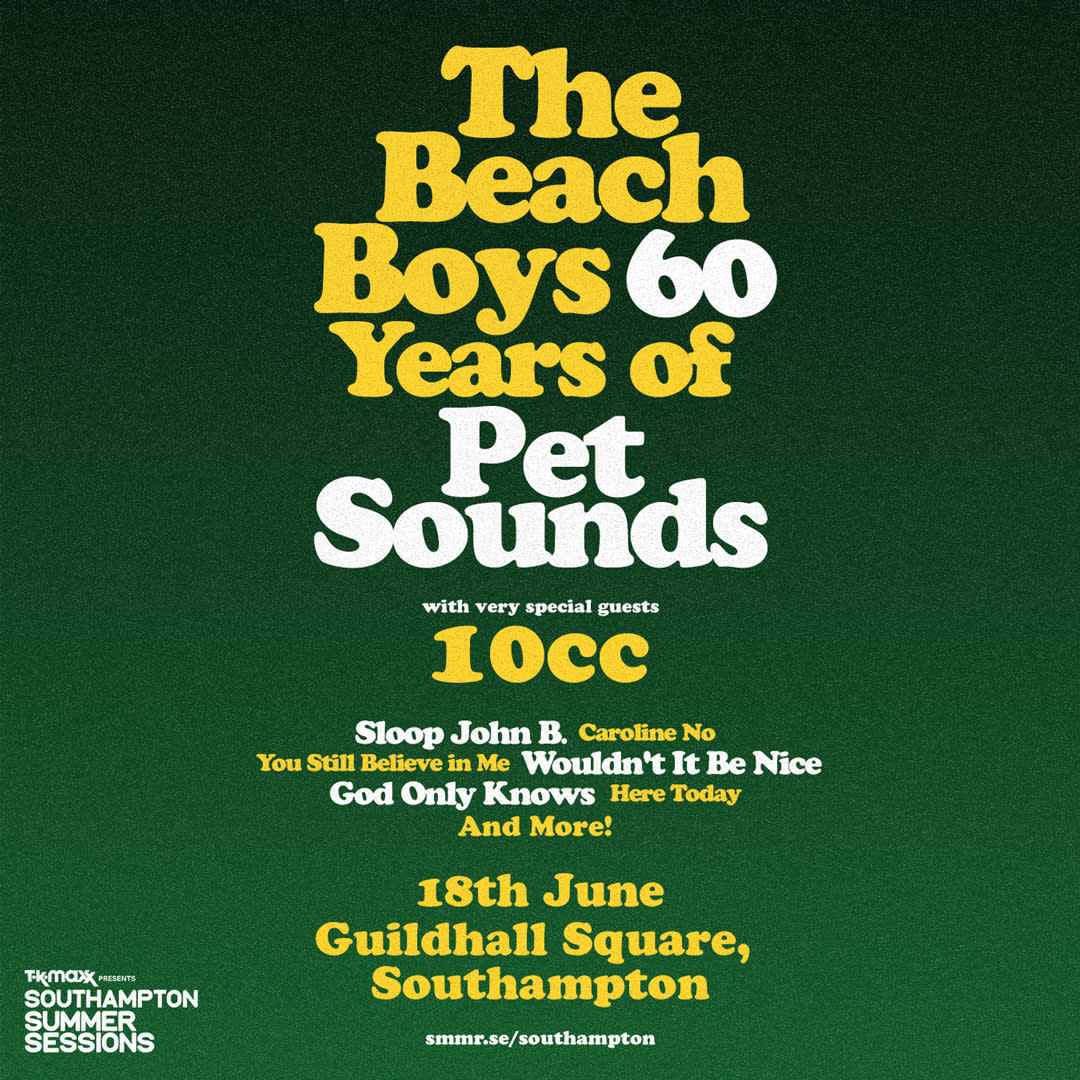 Event poster for The Beach Boys playing Summer Sessions Southampton 18th June 2026