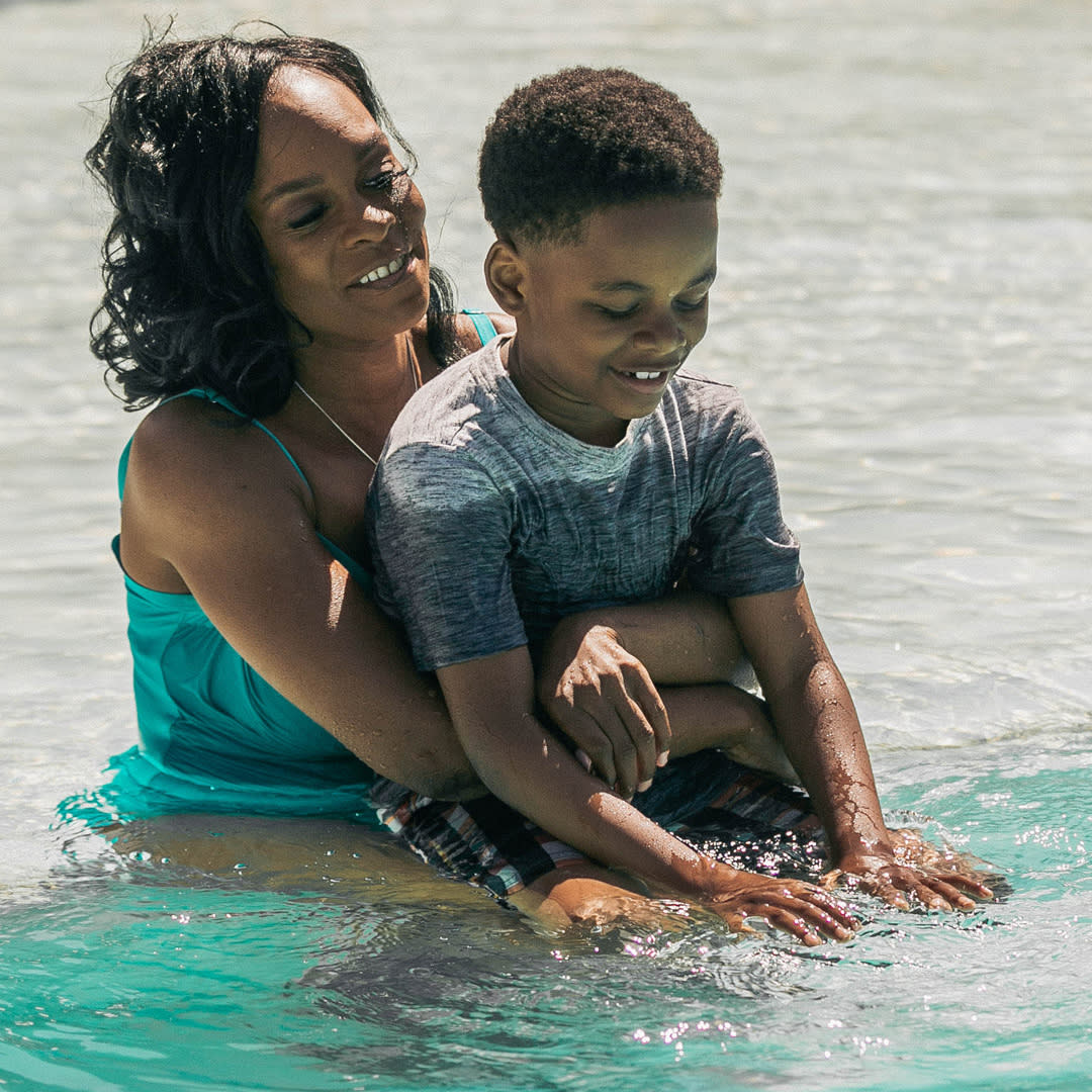 Mom and Son in Pool