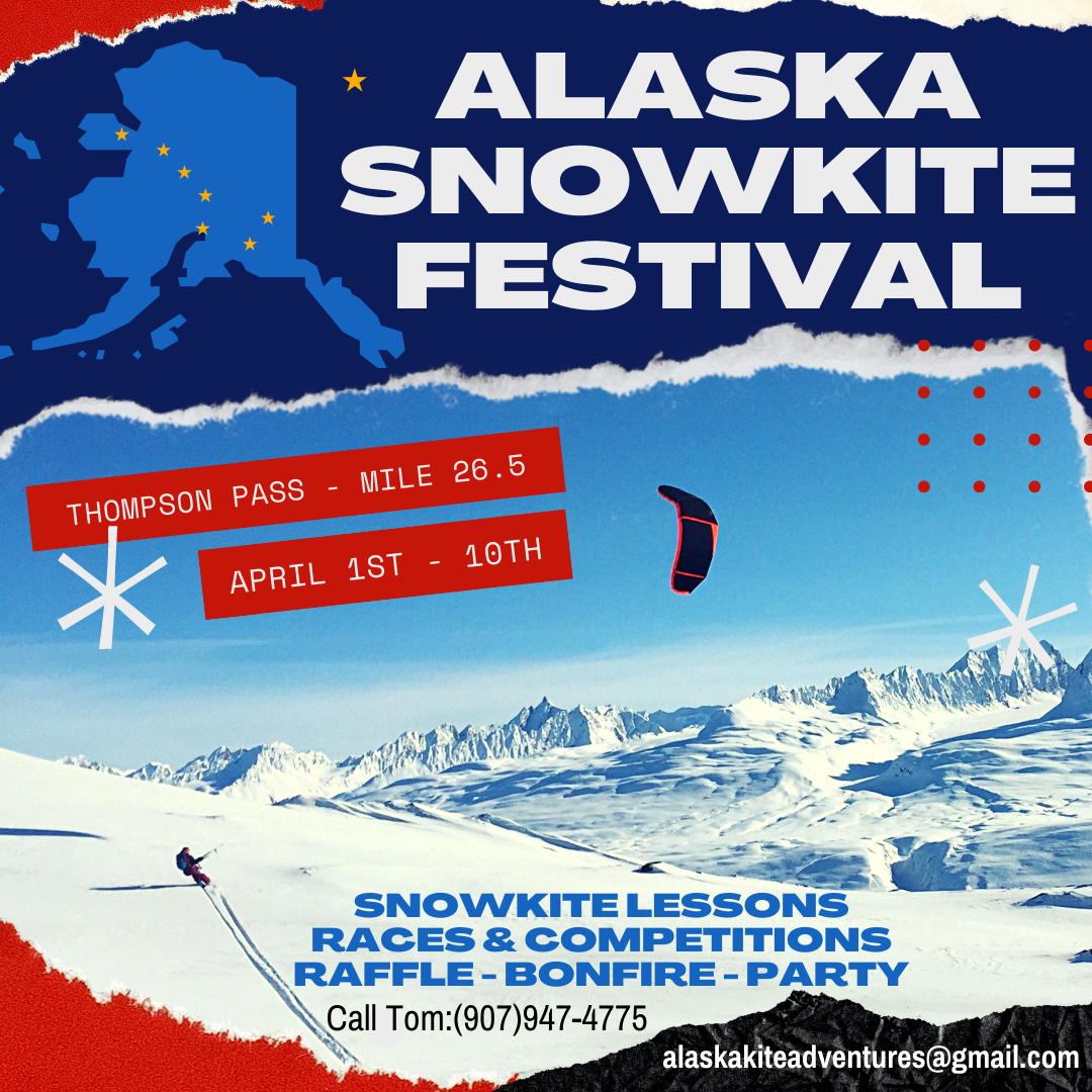 a poster for a snowkite festival