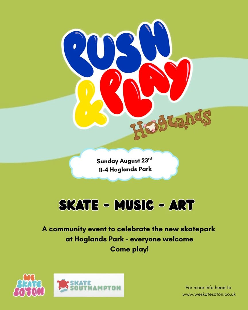 Push & Play Hoglands Park with skate, music and art activities on Sunday 23 August