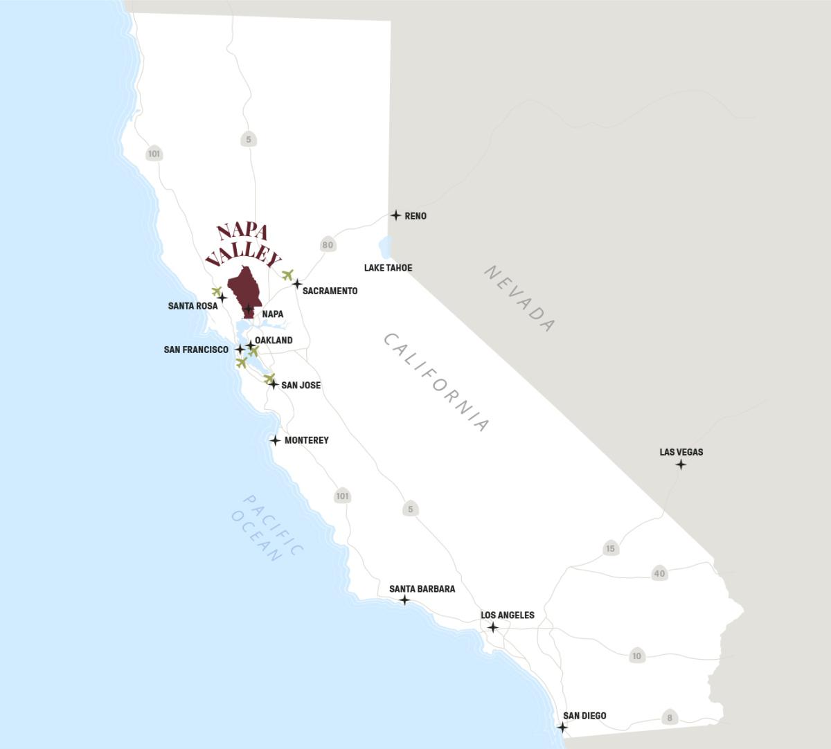 Napa Valley, California map