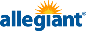 Allegiant Airline Logo: "allegiant" in blue with an orange and yellow half-sun over the "i"