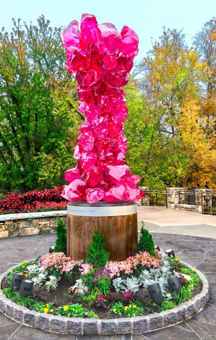 The Rose Crystal Tower designed by sculptor Dale Chihuly.