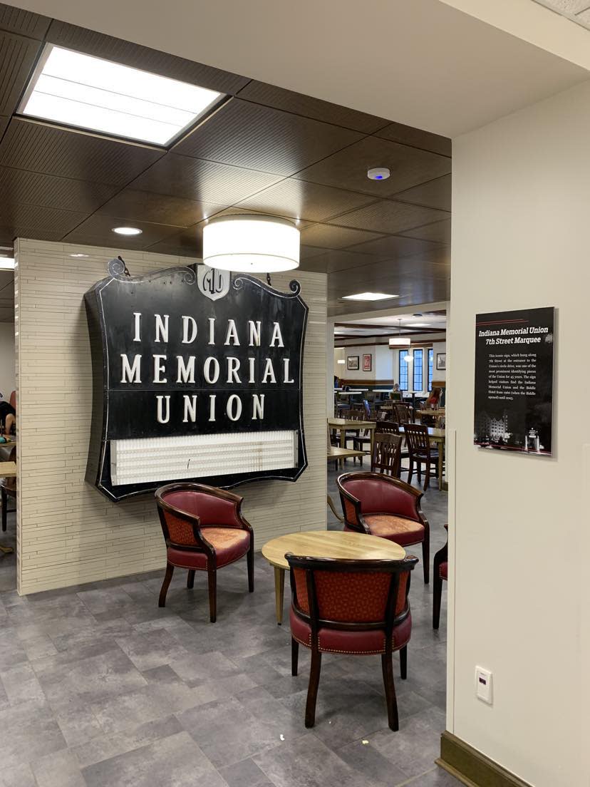 Indiana Memorial Union sign food court
