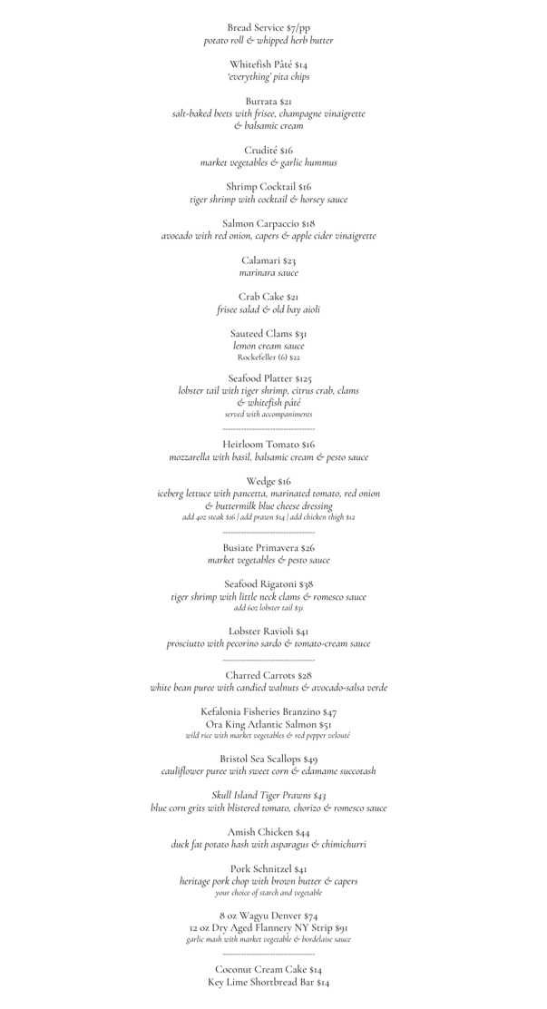 Café Manitou Menu - Dinner