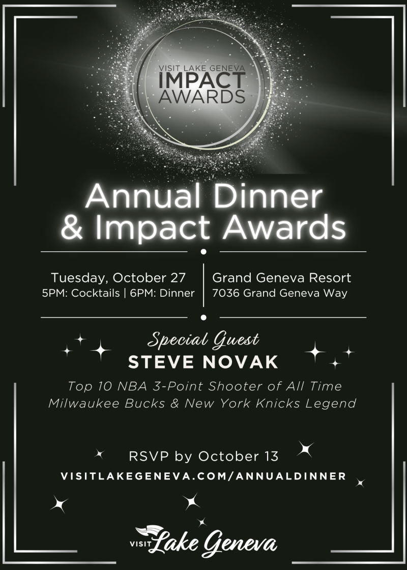 Invitation for the Visit Lake Geneva Annual Dinner and Impact Awards.