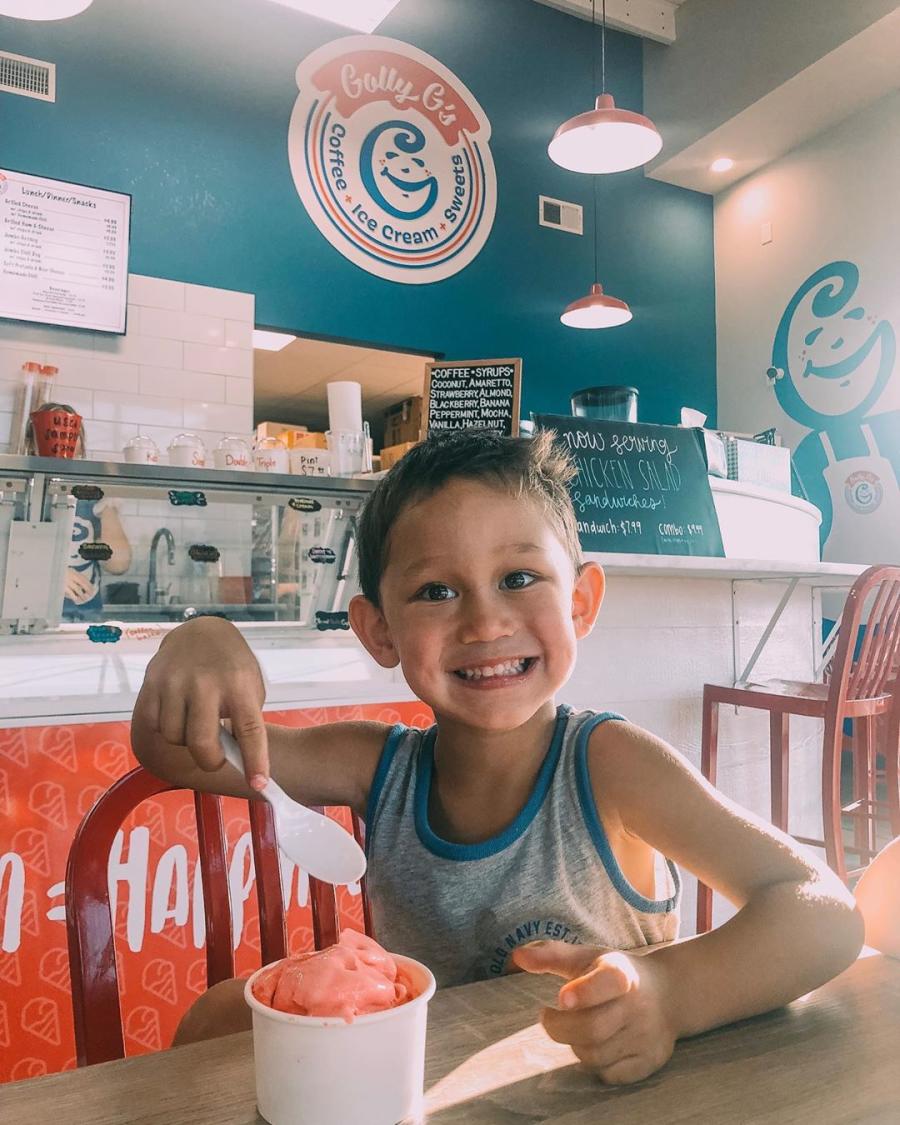 Boy eating ice cream