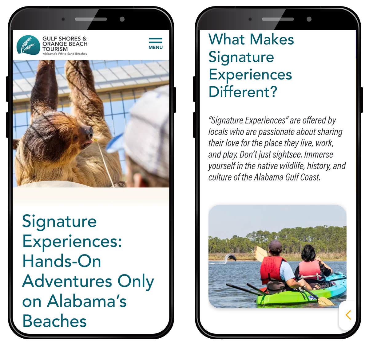 screen shot of Gulf Shores & Orange Beach's Signature Experience article