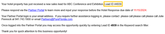 Example Lead with RFP Information.
