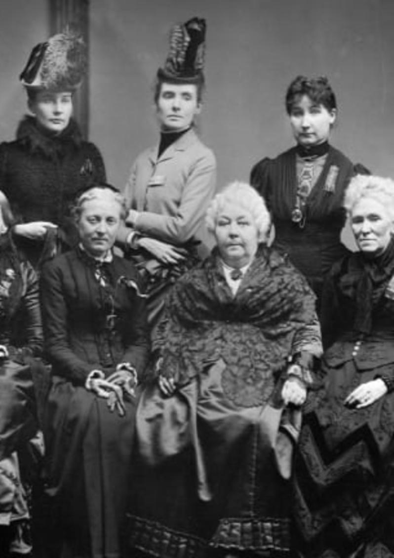 Picture of suffragettes including Cady Stanton