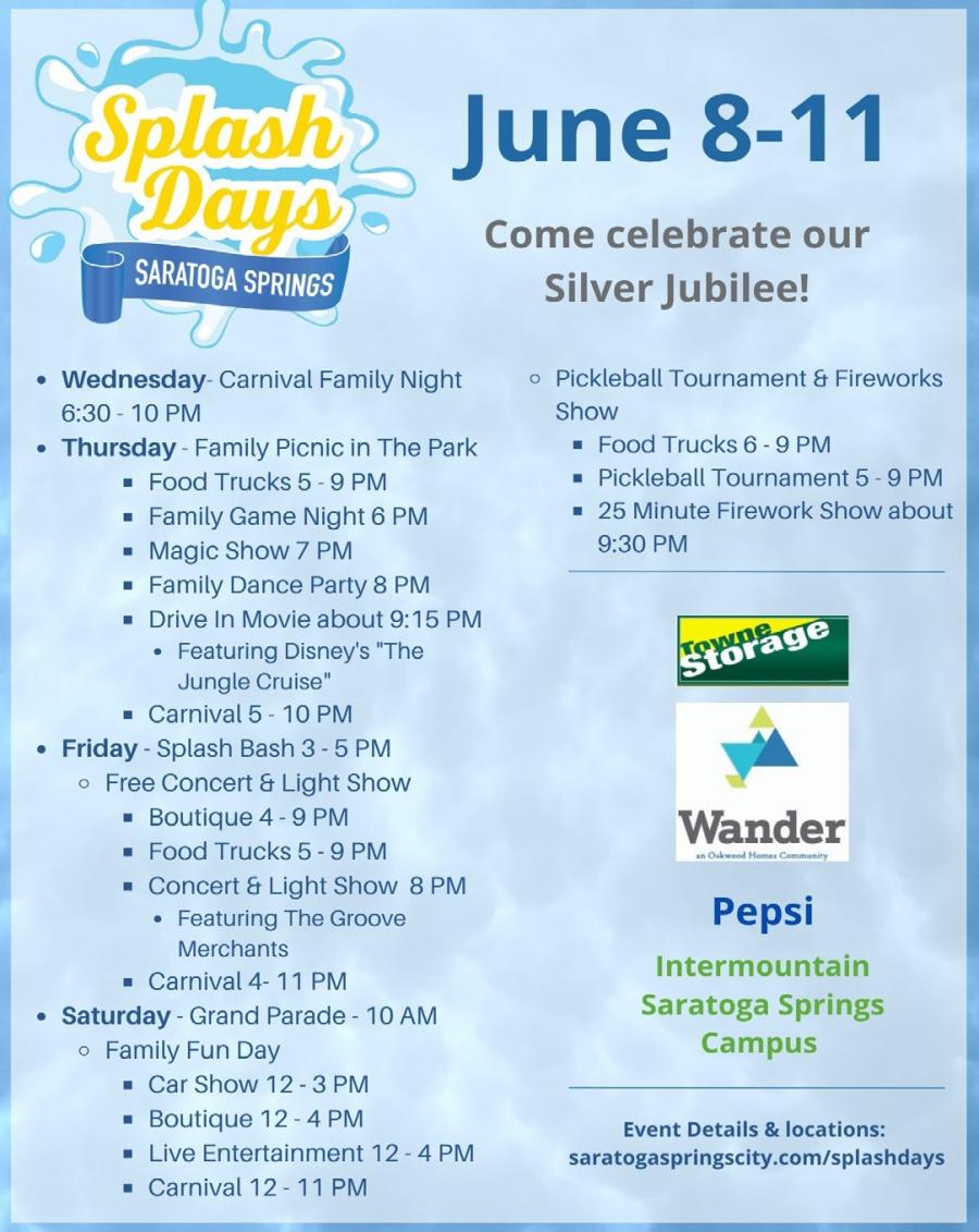 Saratoga Springs Splash Days 2022 schedule text