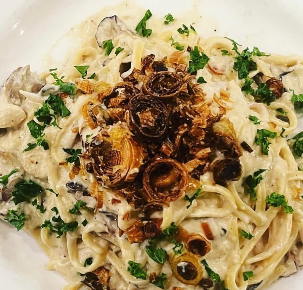 tasty harmony meal - oyster linguini - vegan