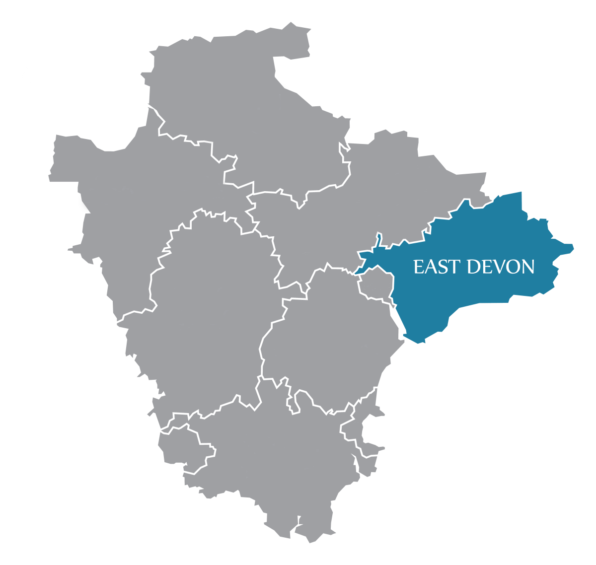 a map of Devon with East Devon highlighted