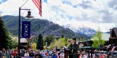 View of the Memorial Day ceremony on Grand Avenue