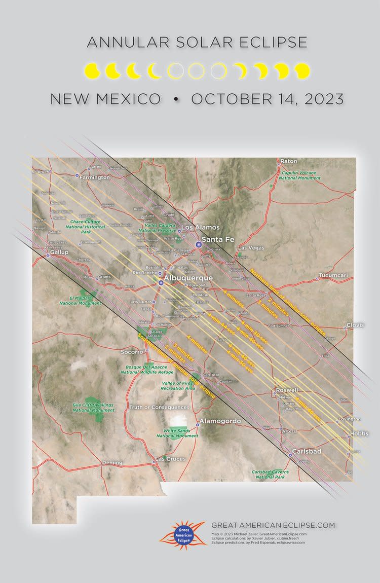 View of the 2023 Annular eclipse path across New Mexico
