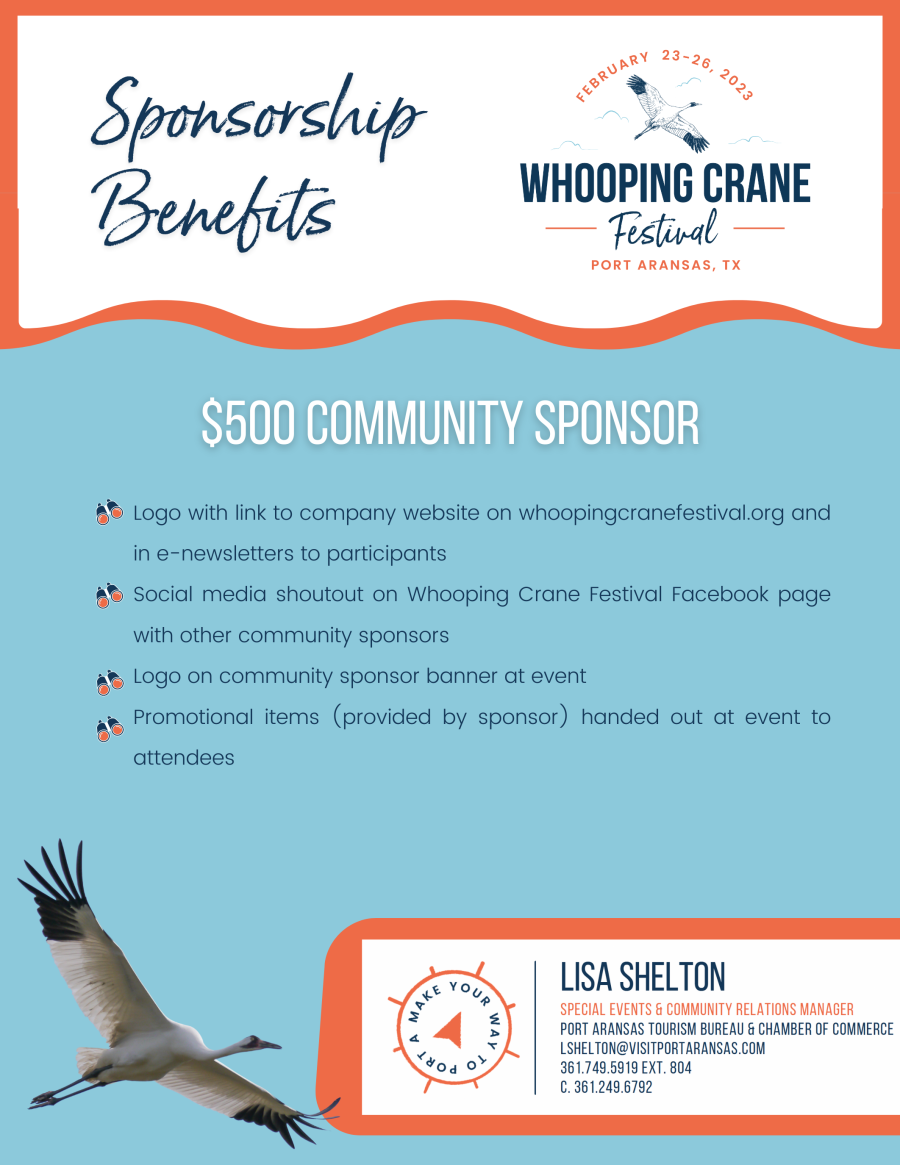 Orange, white, and blue folder showing benefits of a $500 sponsorship