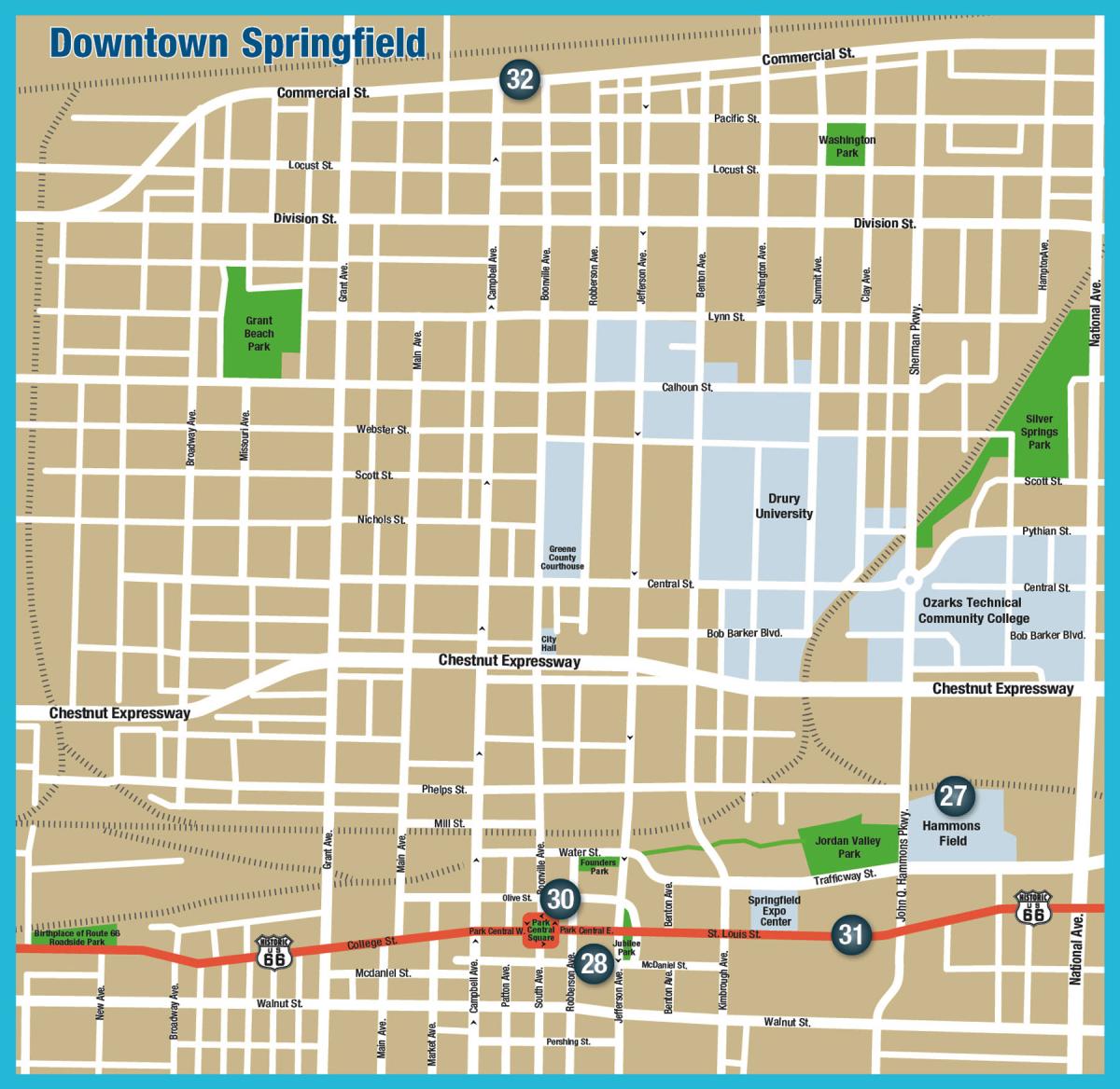 Near Hotels Downtown Map Springfield