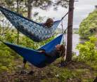 Stacked hammocks at Domer Park overlooking the river