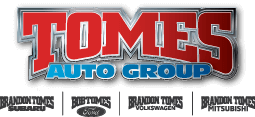 Tomes Auto Group logo with store logos across the bottom