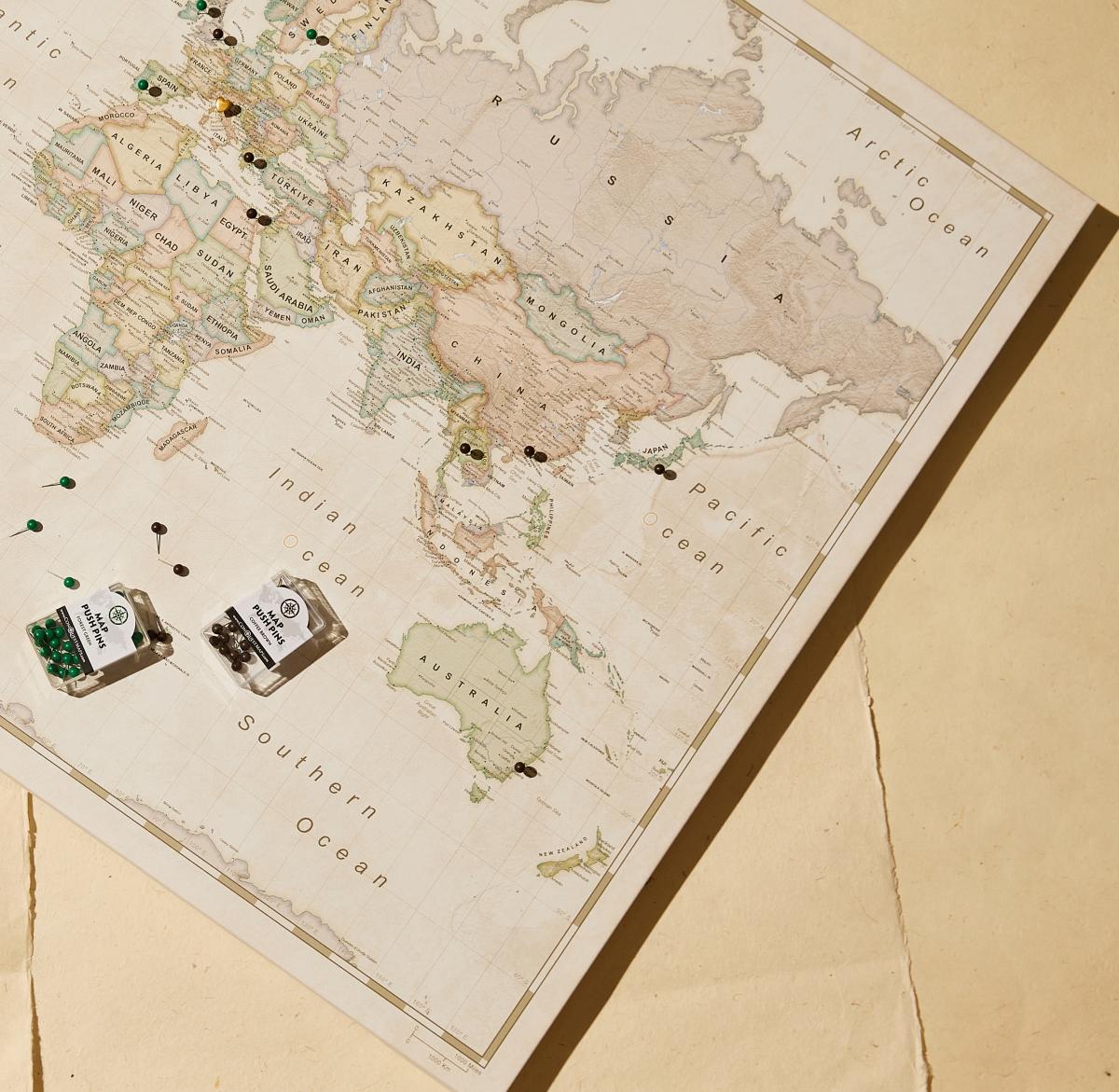 Map with push pins from Conquest Maps