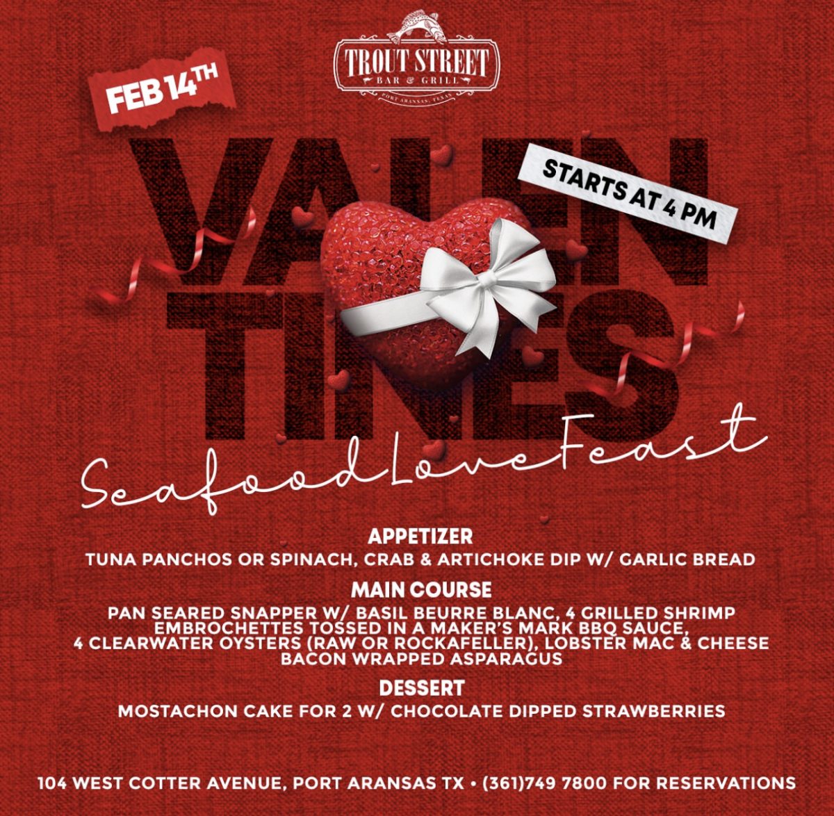 Trout Street Valentines meal