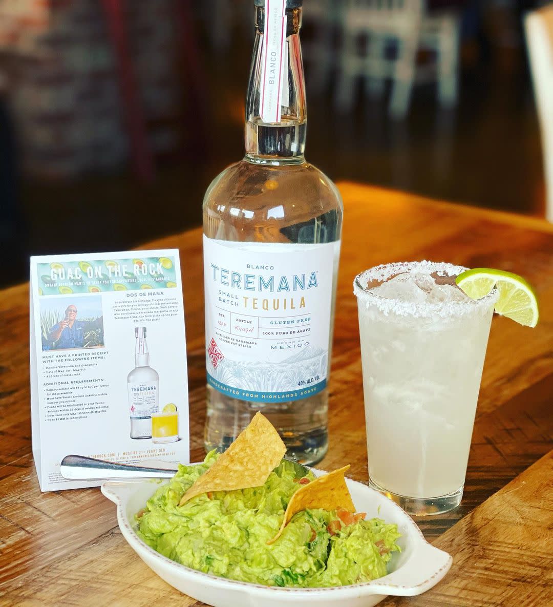 Chips, guacamole and tequila from El Camino Kitchen