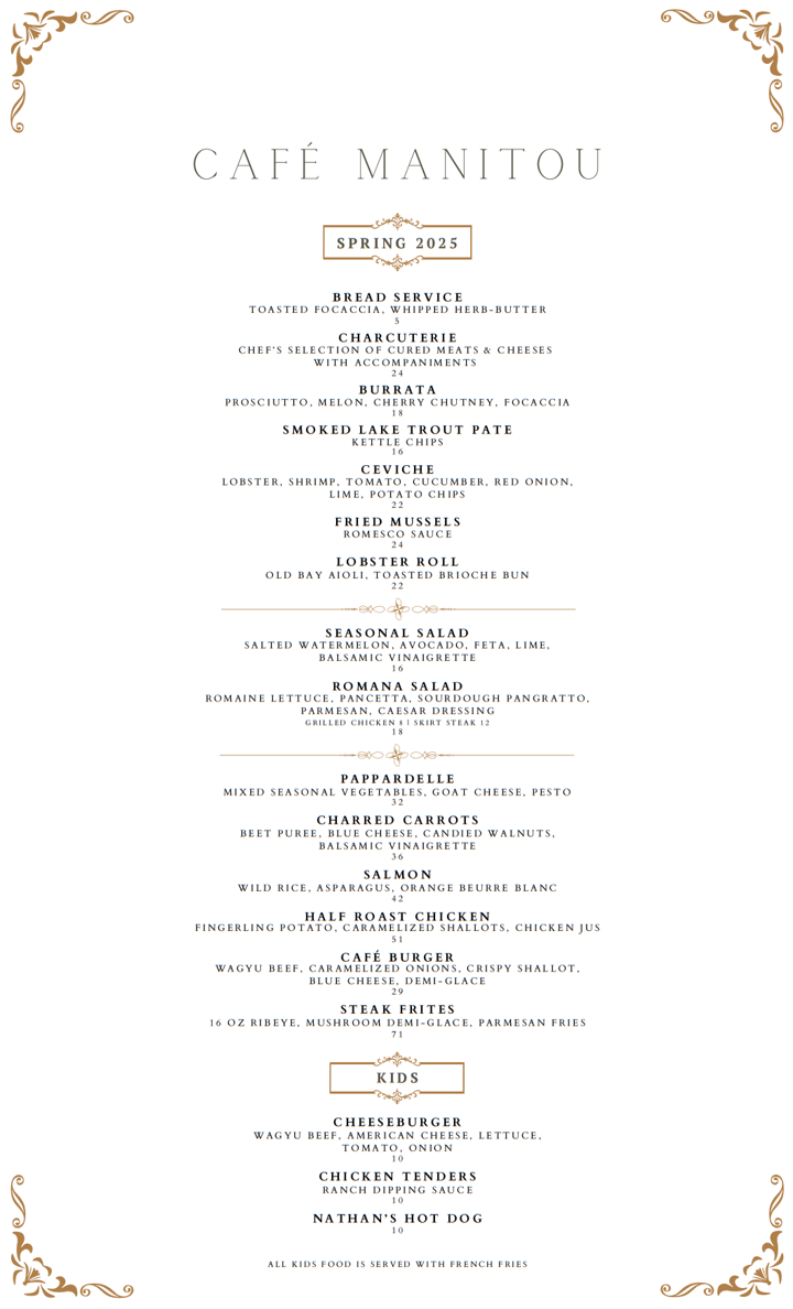 Café Manitou Menu - Dinner