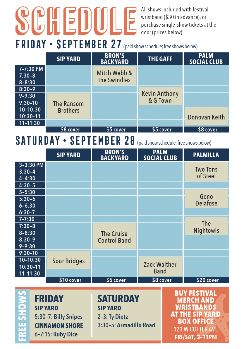 Schedule of Port A Live Music Fest