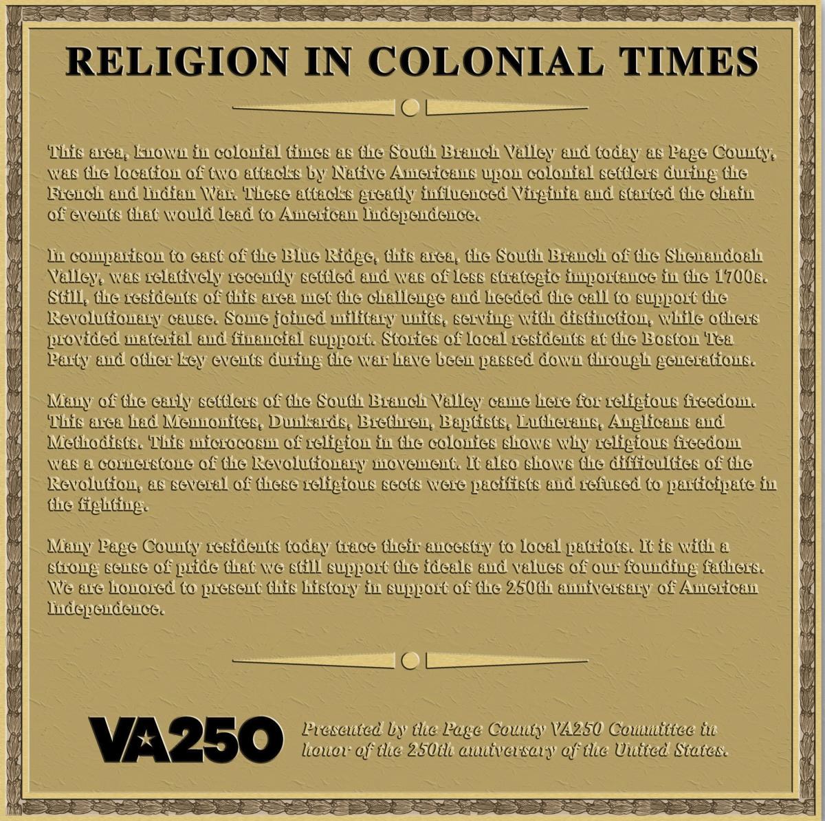 VA250: Religion in Colonial Times